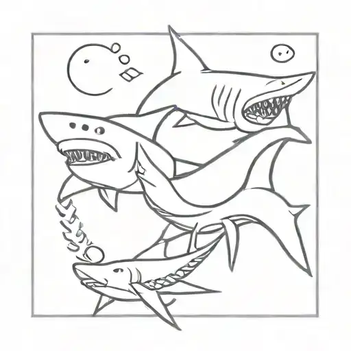 Incorporate Maori Elements Into A Design Of A Shark And Inside Of Him A Manta And A Tiki