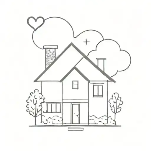 A Simple Outline Of A House With A Heart Symbol Inside That Feels Like I Found My Home