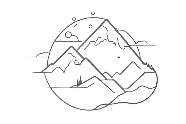 Simple Abstract Mountain With Enzo Sun Rising