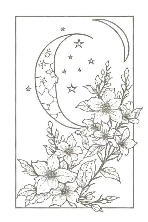Crystals Moon And Forget Me Not Flowers Blooming