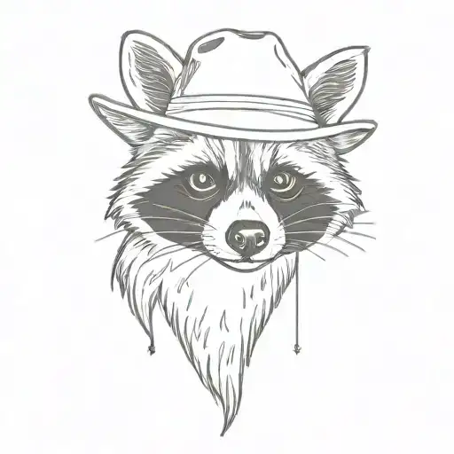Raccoon Wearing Flaming Cowboy Hat