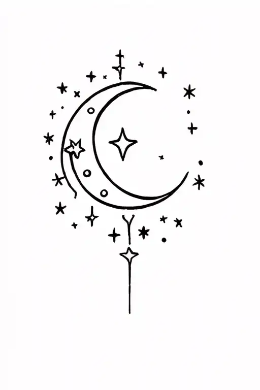 Moon Surrounded By Stars