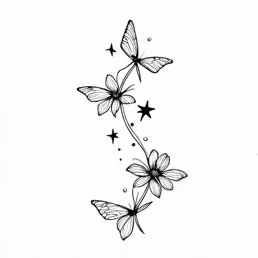 Pisces Flowers Taurus Stars Butterfly