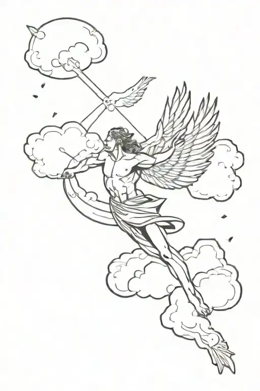 A Tattoo Representing The Fall Of Icarus Among The Clouds According To Greek Myth