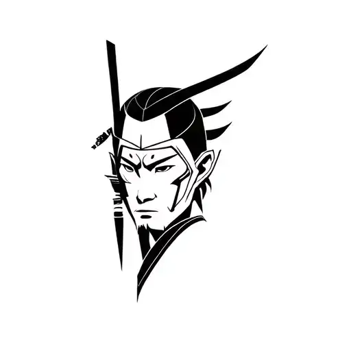 Cyberpunk Samurai Logo Head
