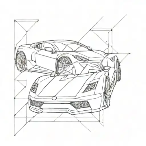 Incorporate A Sleek Sports Car Into A Minimalist Geometric Design