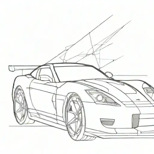 Design A Tattoo Of A Blueprint For A High-speed Sports Car