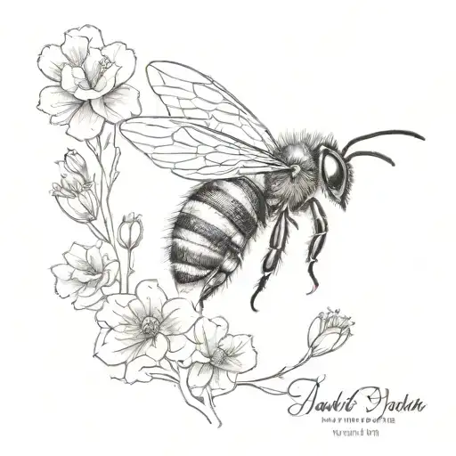 A Detailed Sketch Of A Bee With A Quote 'Not Easy But Worth It' Incorporated In The Design