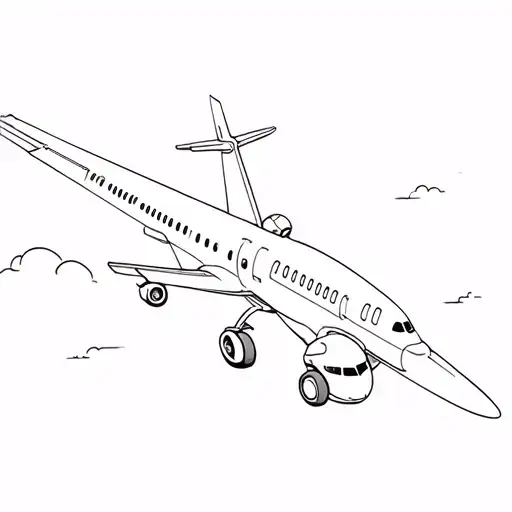 Luggage With Airplane Flying In The Sky