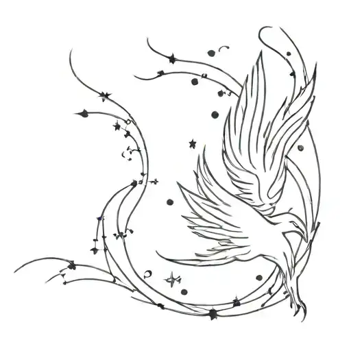 A Minimalist Tattoo Of A Constellation Of Stars Forming The Shape Of A Phoenix