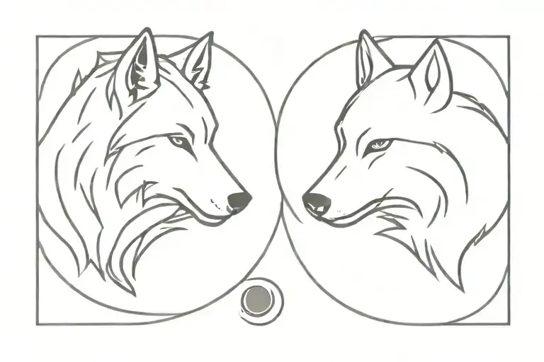 Ying Yang Black And White Wolfs
