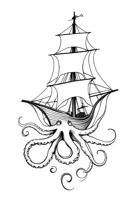 Ship And Kraken Emerging