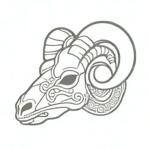 Ram Skull With Maori Design Inspired