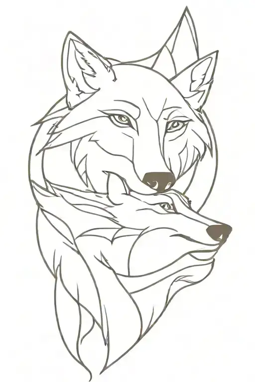 Woman And Wolf Face