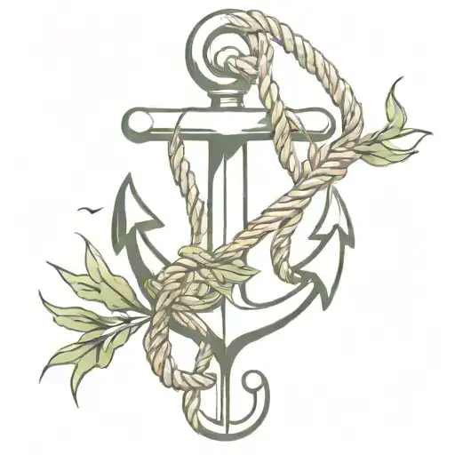 Marine Anchor With A Rope Made Of Bay Leaf