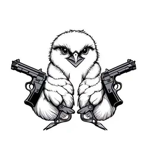 Pinup Chick With Pistols