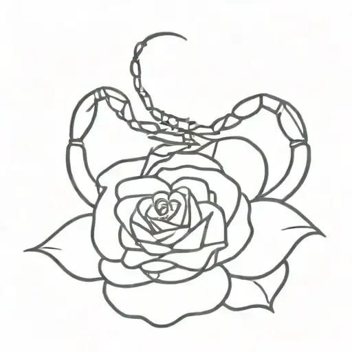 Scorpion With A Rose And Hidden Skull Face