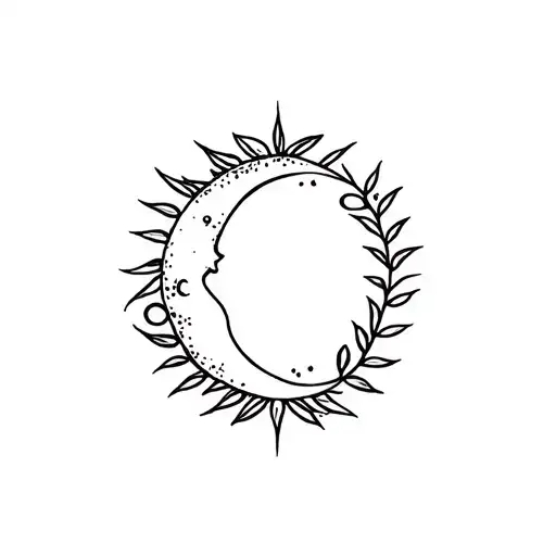 Sun And Moon Inside A Laurel