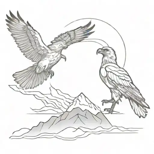 Golden Eagle And Quetzal Bird Flying