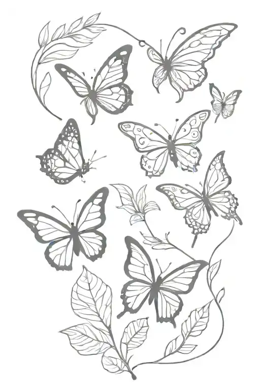 Fairy Garden Butterflies Leaves