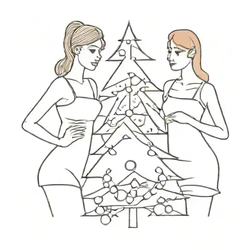 Three Women Posing In Front Of A Christmas Tree