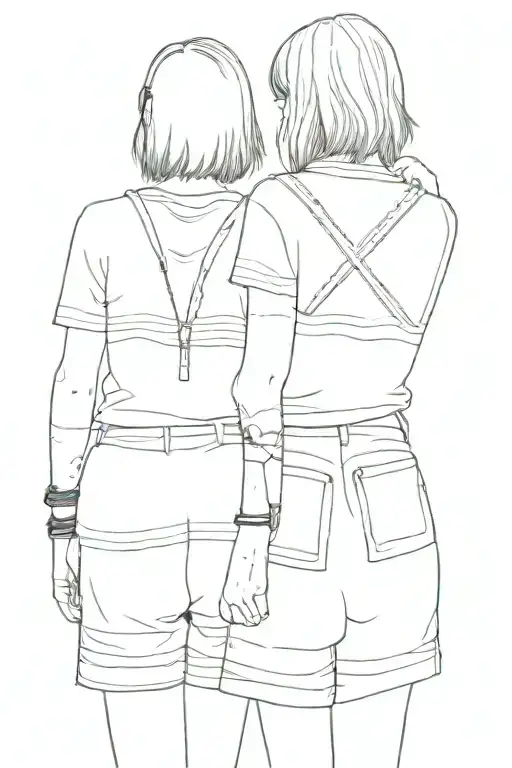 Skinny Goth Girl Standing Back To Back With A Fat Preppy Girl