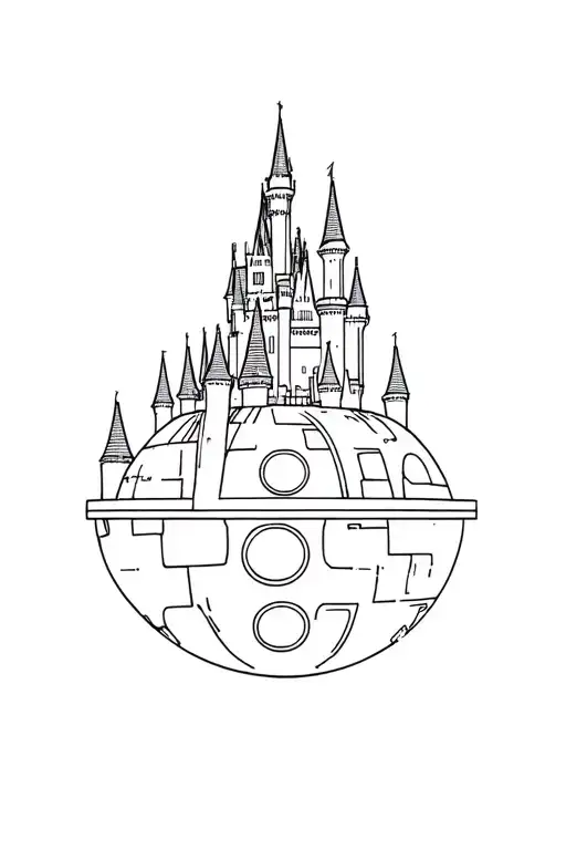 Disney World Castle Overshadowed By The Death Star