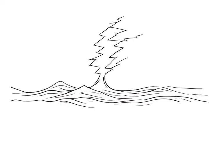 A Stormy Sea With Crackling Lightning Calming Into A Line