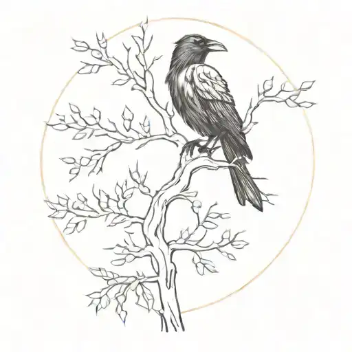 Raven Odin Ravens With Tree