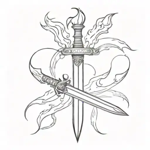 A Lighter Morphing Into A Flaming Sword Symbolizing Strength And Power