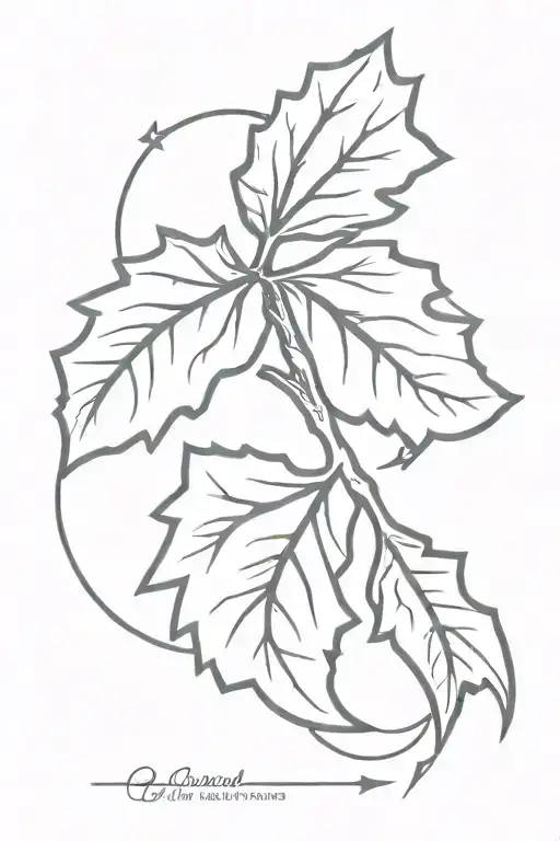 Oak Tree Leaf With Leo Symbol And Lightning