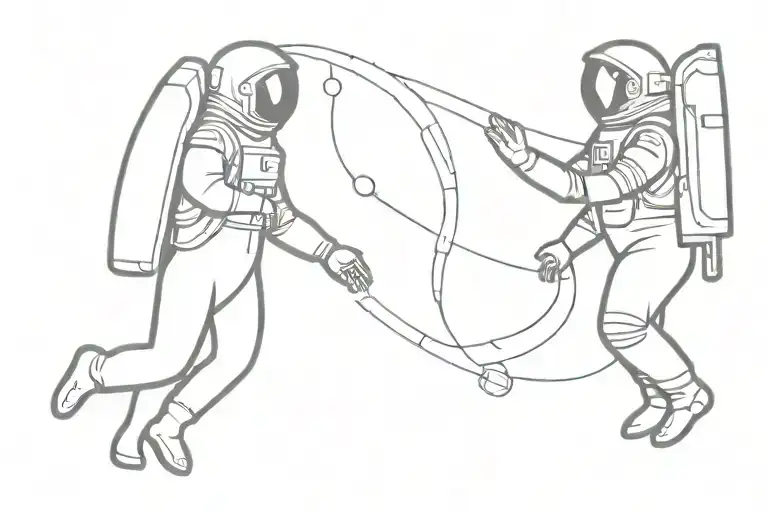 Astronaut And Angel Creation Of Adam Pose