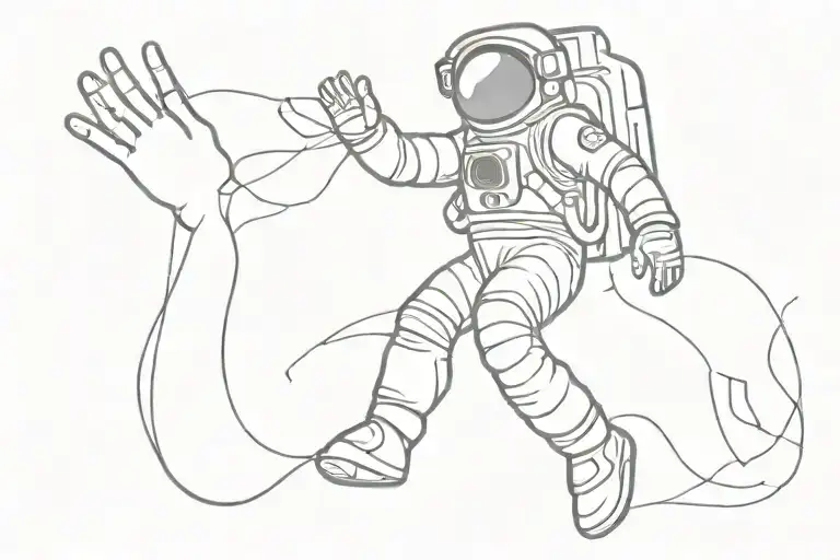 Astronaut Floating Reaching Out Hand To Touch