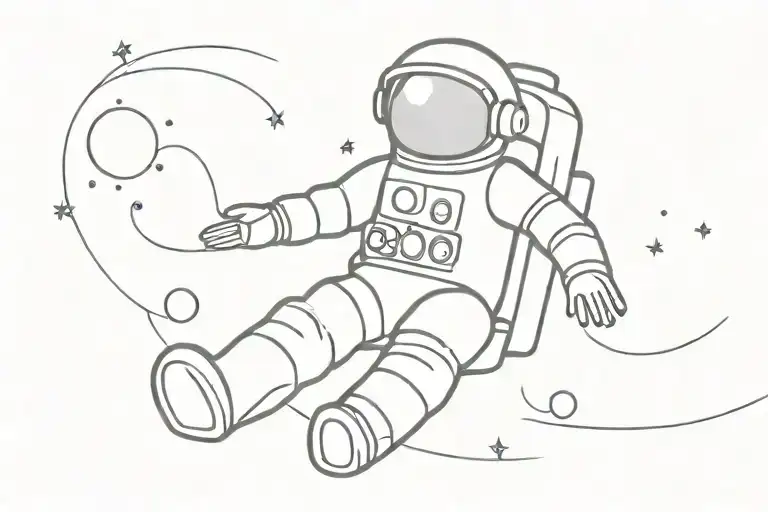 Floating Astronaut Reaching Hand Out