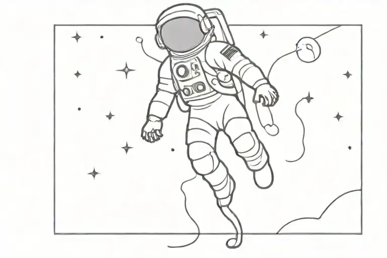 Streteched Out Floating Astronaut Reaching Hand Out