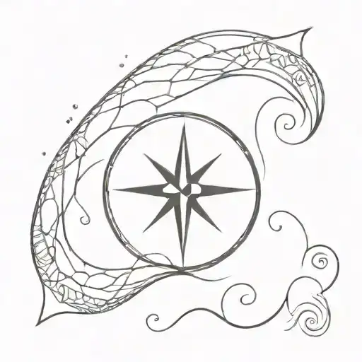 Ocean Waves And A Compass Together