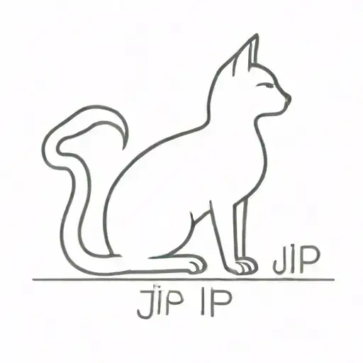 A Minimalist Tattoo Of A Cat Silhouette With The Name 'Jip' Subtly Incorporated Into The Design