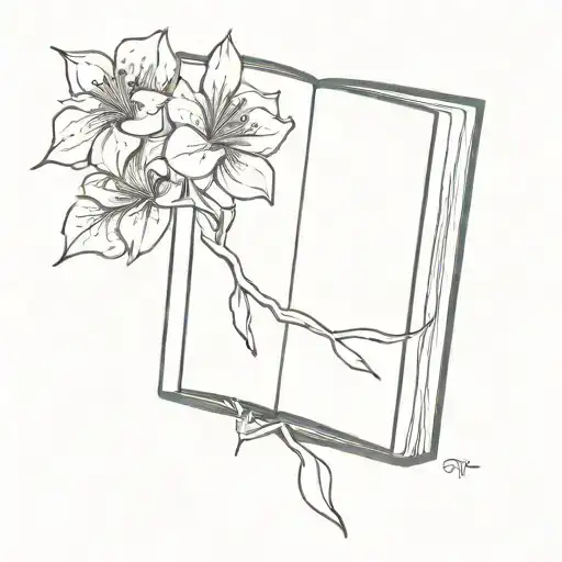 A Magical Book With Blooming Flowers Growing Out Of Its Pages
