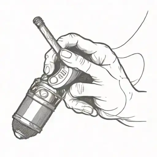 A Skeletal Hand Holding A Microphone With Dark Trap Lyrics Swirling Around It