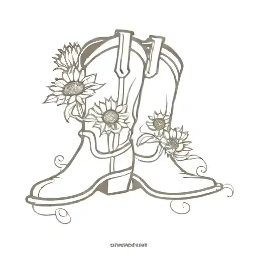 Cowboy Boot With Sunflowers And Bluebonetts Coming Out Of It