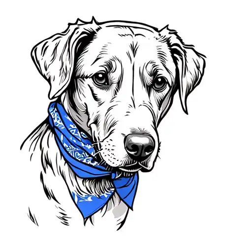 A Black Dog Wearing A Blue Bandana