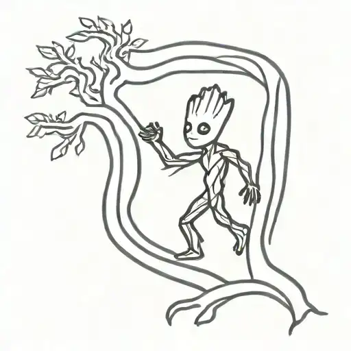Groot From Guardians Of The Galaxy Dancing Silhouette