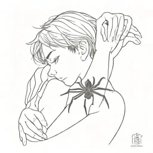 A Boy Holding A Spider In A Loving Embrace In A Minimalist Style