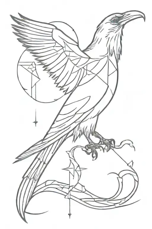 Raven With Norse Runes