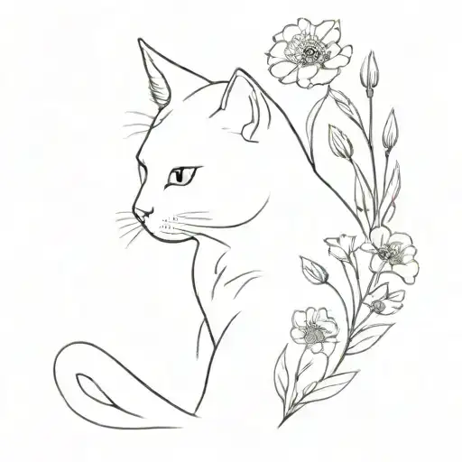 A Cat In A Field Of Flowers