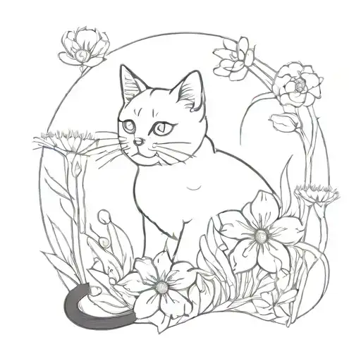 A Litle Cat In A Field Of Flowers