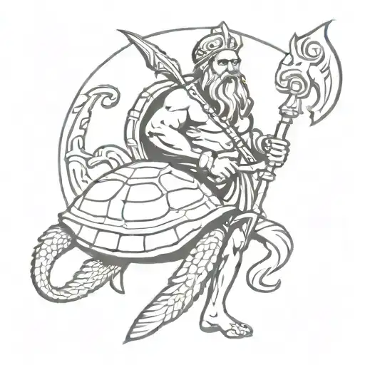 King Neptune Together With A Shellback Turtle