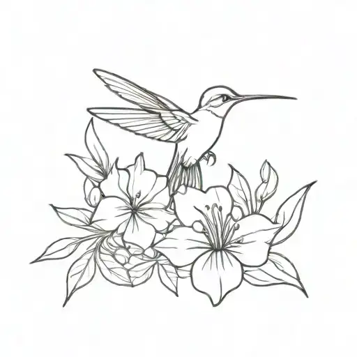 February And July Birth Flower With Humming Bird Drinking From Flower