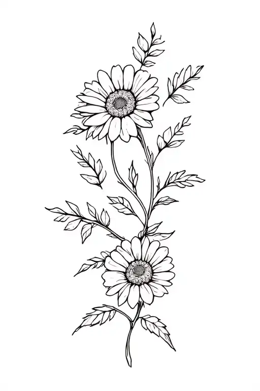 Daisy And Rose Vine Intertwined