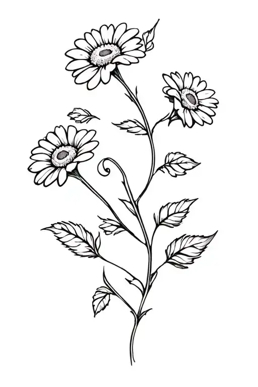 Daisy And Rose Vine Intertwined